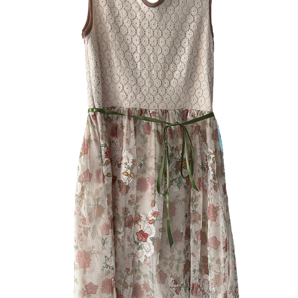 Mystic Tie Backnit Lace Skirt Dress Cottagecore Fairy Sz M Zipper on Side. - Picture 5 of 13